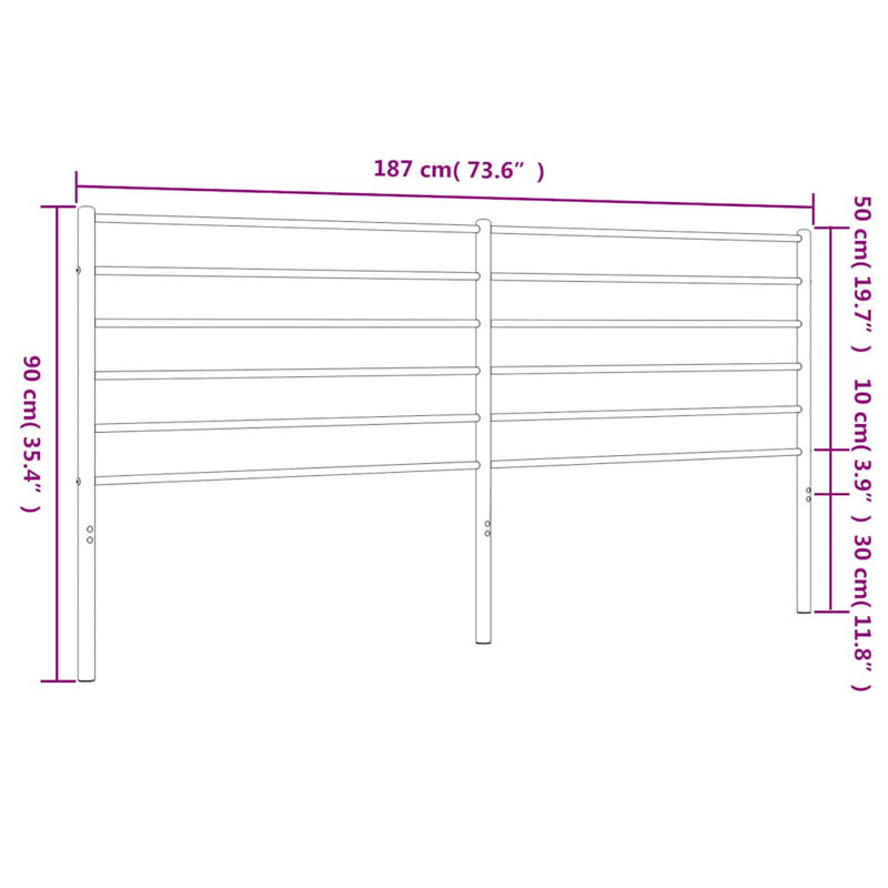 Tête de lit en métal durable, style moderne, 70.9", Blanc