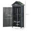 Grey Wooden Garden Shed | 4-Tier Outdoor Storage Cabinet With 3 Shelves, Lockable 2 Doors For Gardener Tools & Utility