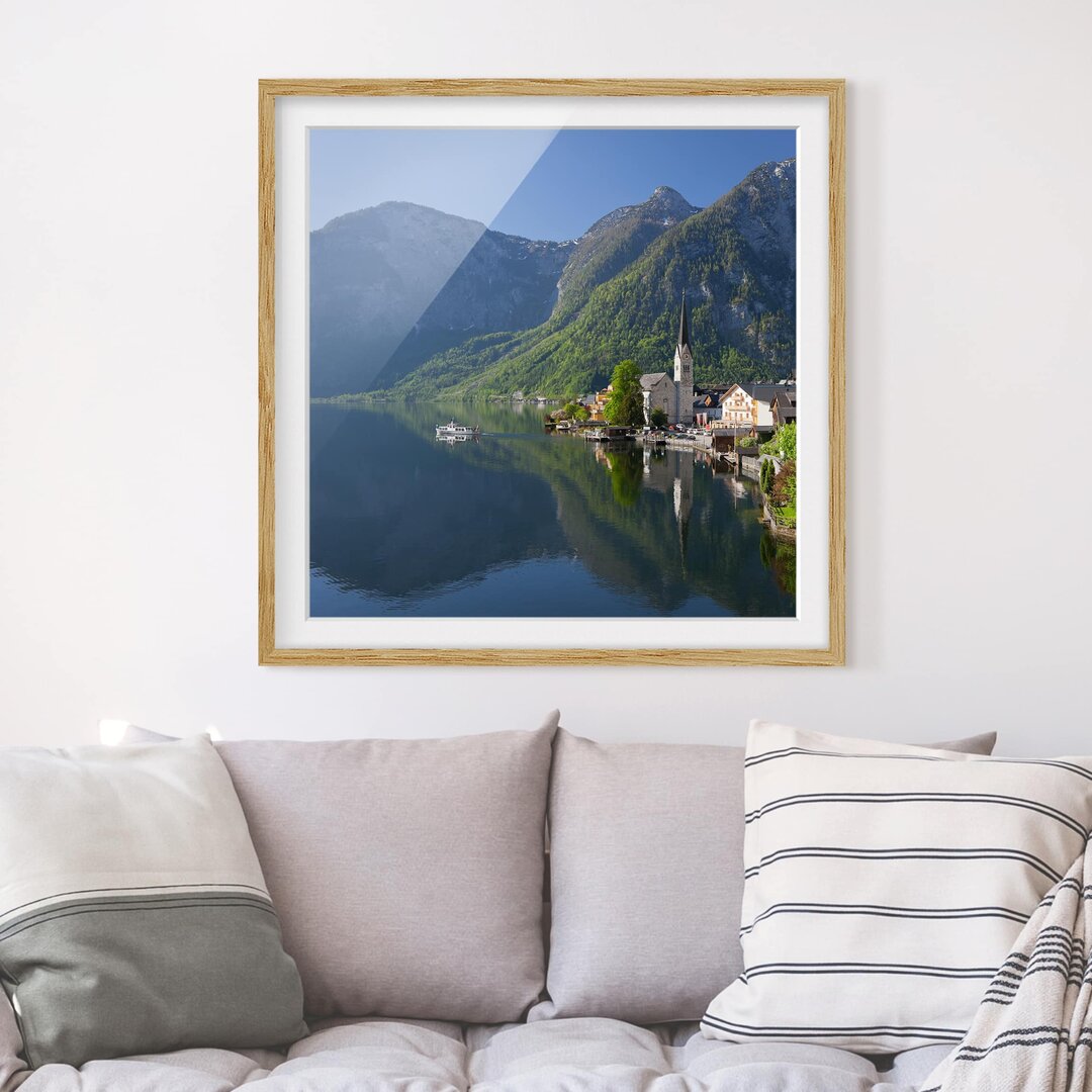 Gerahmtes Poster Mountain View Over Lake Hallstatt