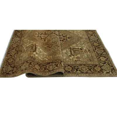 Tapis intérieur en laine 7 pi 7 po x 9 pi 7 po one-of-kind à la main-noué la 1980 brown Fine