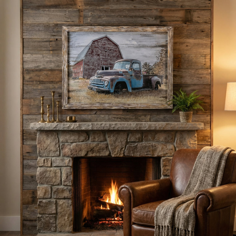 Truck Yeah 1 Rustic Vintage Framed Wood Wall Art