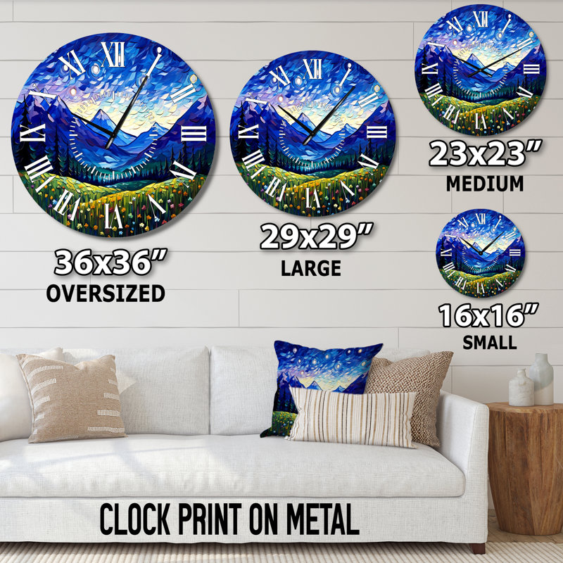 Vangogh Starry Night Over The Mountains - Vangogh White Face Wall Clock, Medium