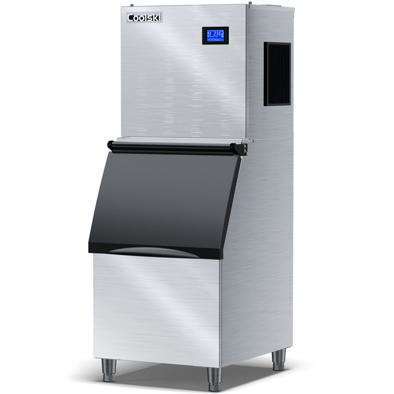 Coolski Commercial Ice Machine 300 Lb. Daliy Production, 22 Inch Wide Industrial Ice Maker with Storage Bin, Fast Ice Making Stainless Steel ETL Certified