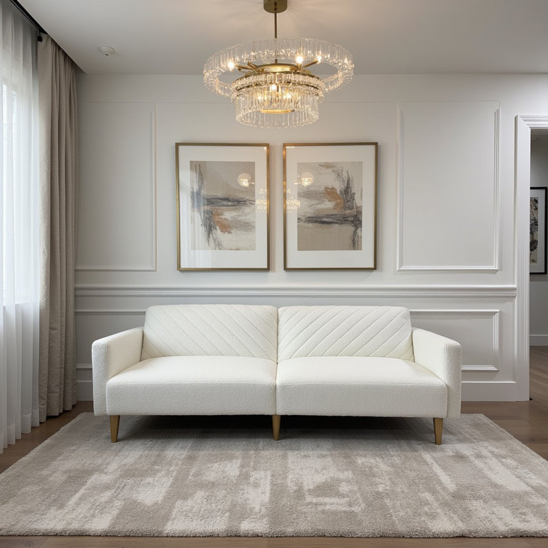 Canapé-lit convertible 77,56 po Celeste, Nuage blanc bouclé