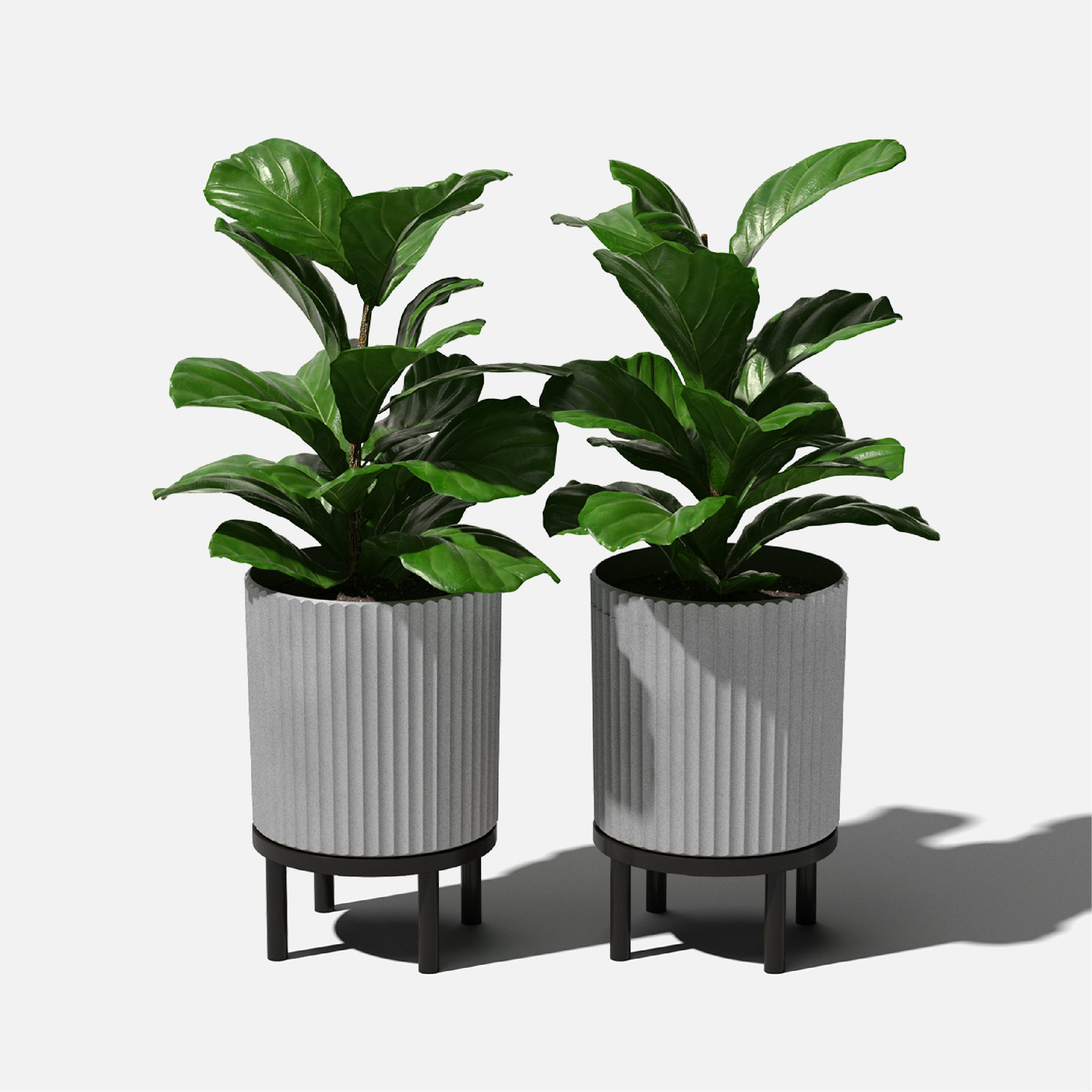 Demi Series Planter with Stand, 2, Gray/Black, 16" H x 10.5" W x 10.5" D