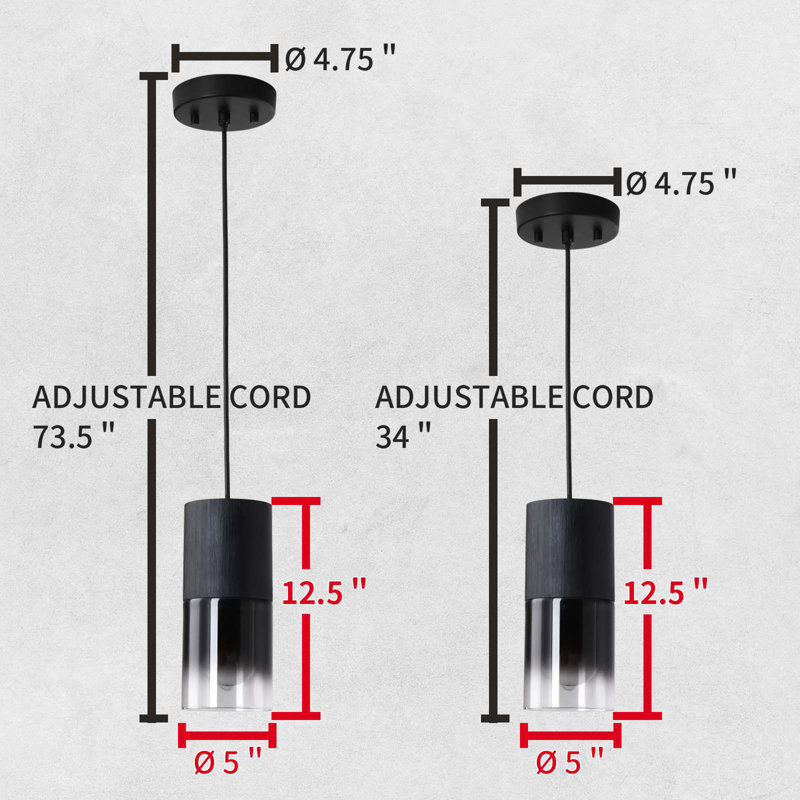 Luminaire suspendu 1 lumière Bertwalda, Black, Matte Black