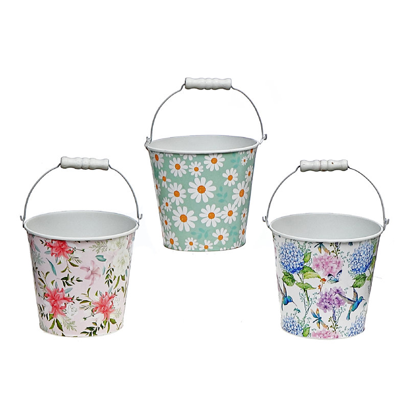 Ensemble de pots à fleurs en métal 3 pièces Floral