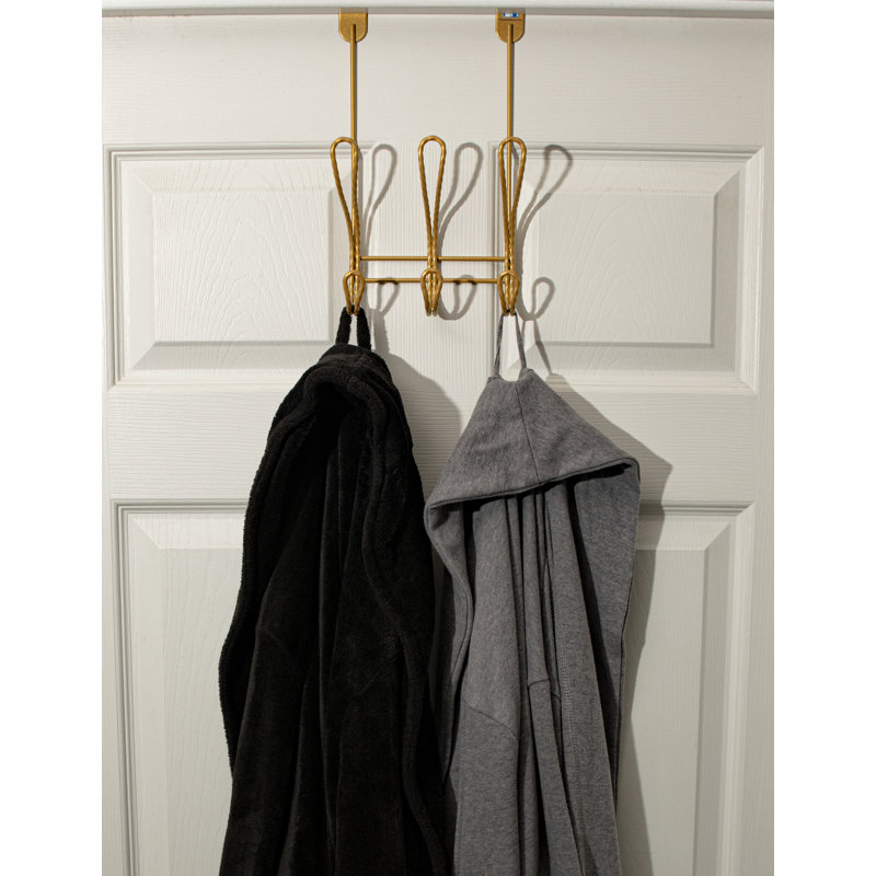 House of Hampton Over The Door Twist Design Hook Rail With 3 Hooks - Gold, Gold