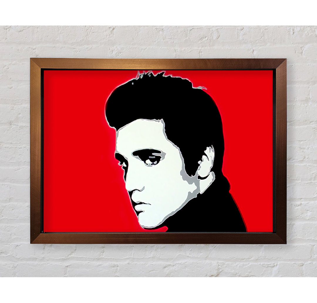 Elvis Portrait Rot Gerahmter Druck