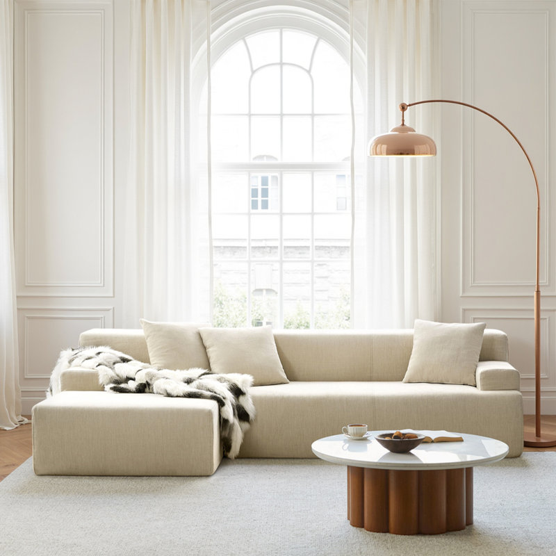 Osvaldo Modern 282 CM Wide Compressed High-Density Foam Sofa, Beige