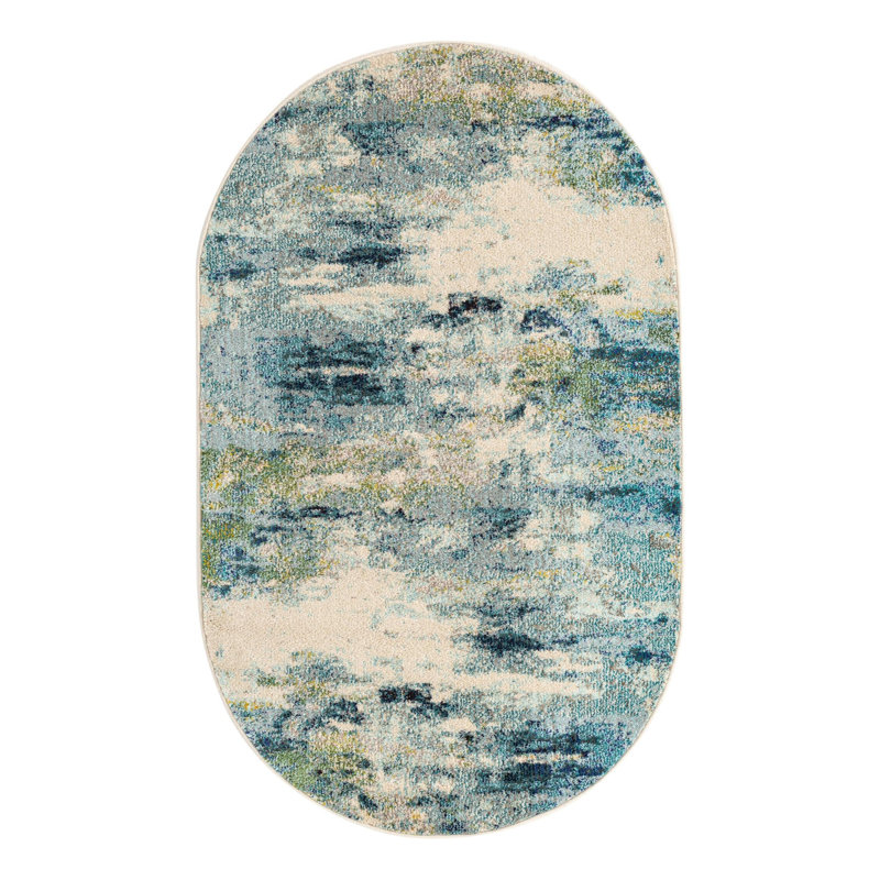 Keimar Washable Abstract Indoor Rug, Oval 3'3" x 5'3"