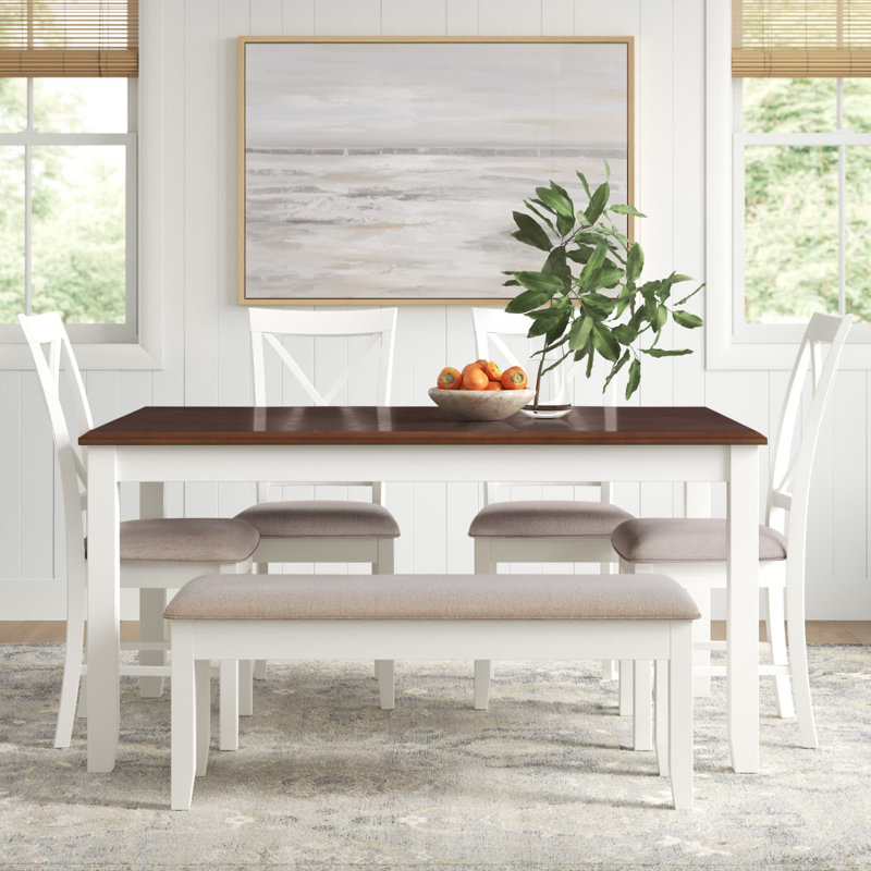 Atiqa 6 - Person Four Leg Dining Set, Brown
