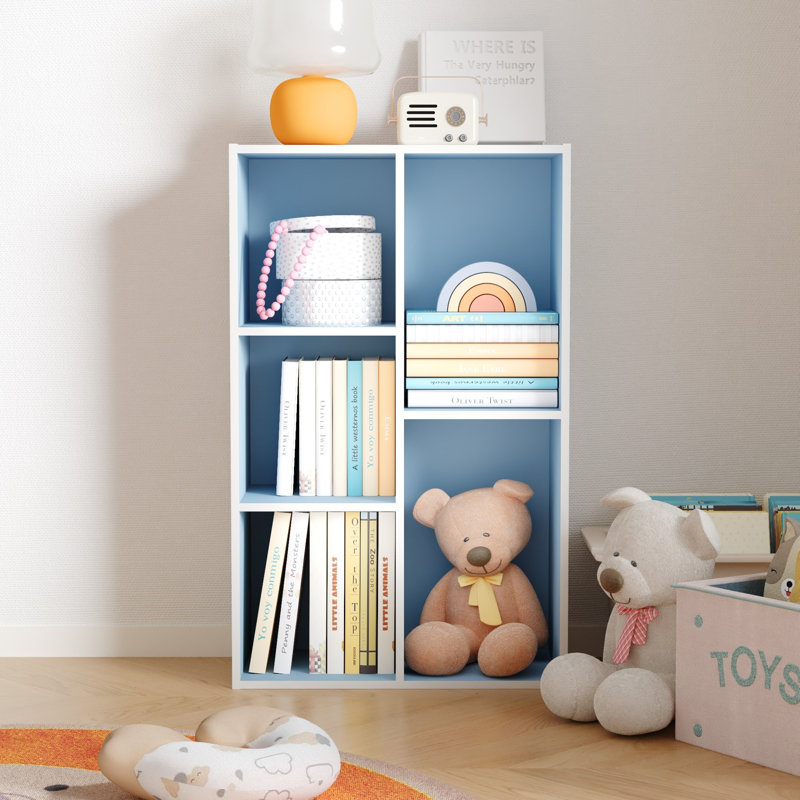 Davet 31.5" H x 19.5" W Standard Bookcase, White/Blue