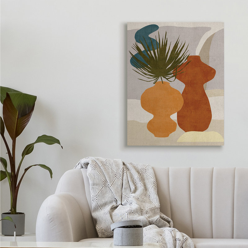 Vases occidentaux abstraits, brun et orange, par Melissa Wang - impression, H 40 po x l 30 po, Toile tendue