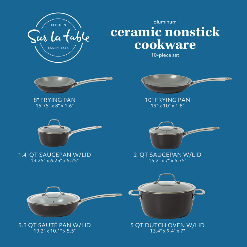 10-Piece Black Nonstick Aluminum Cookware Set with Glass Lids