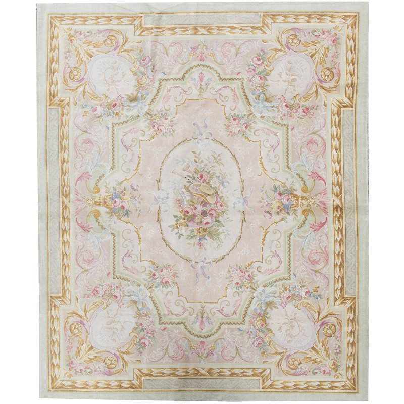 Hand-Knotted High-Quality Beige and Green Area Rug