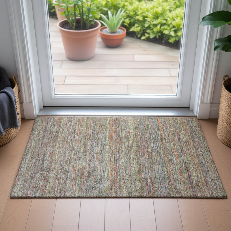 Machine Washable Indoor/Outdoor Oden ACN2148 Striped Rug, Rectangle 1'8" x 2'6"