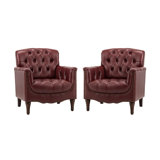 Annja 32" W Tufted Genuine Leather Armchair