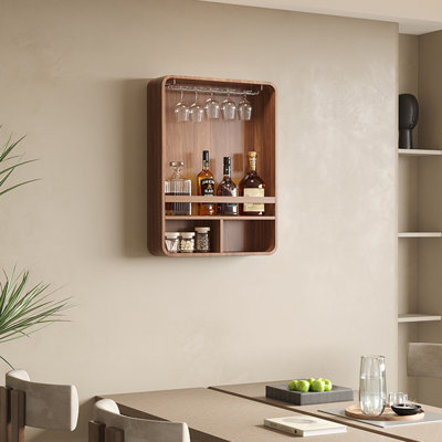 Étagère murale en composite de bois à 2 niveaux, tablette décorative moderne pour chambre à coucher, salle de bain, cuisine, salon