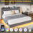 Floating Bed Frame, With RGB LED Lights And Charging Station-840872929-840872734