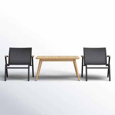 Gerrie 3 Piece Teak Patio Low Bistro Set