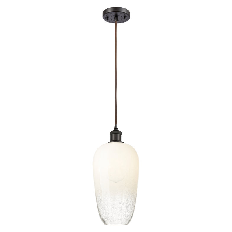 Mini luminaire suspendu à cordon 1 lumière 7 po Ballston - Brookhaven Flute, Bronze frotté à l'huile, Opale