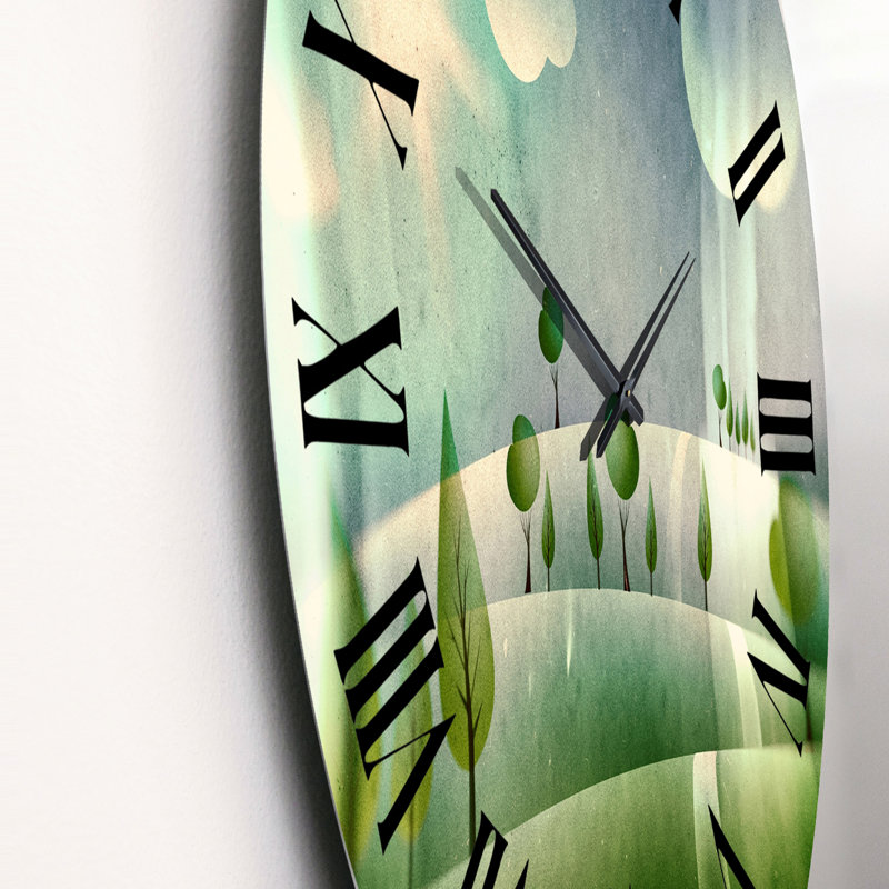 Green Fantasy Landscape - Horloge murale pour enfants, Petit