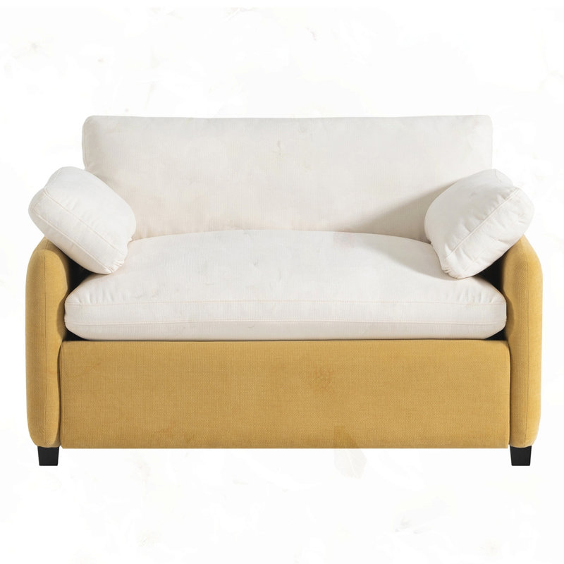 Canapé simple surdimensionné en chenille, Jaune