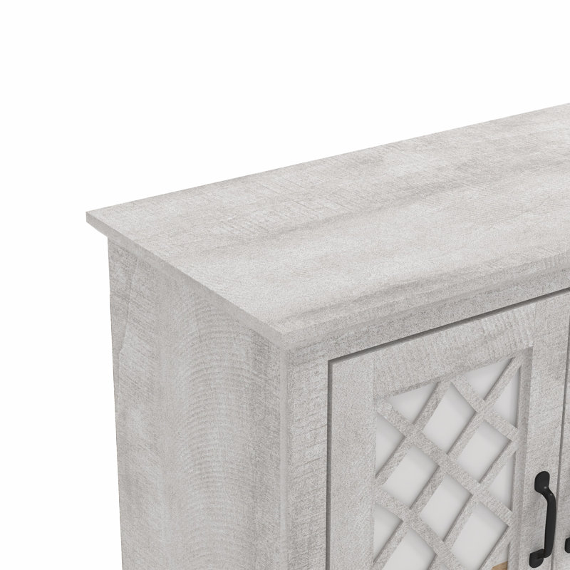 Soeren 45.73'' Modern Mirror Cutout Storage 3 Door Sideboard, Dusty Gray Oak