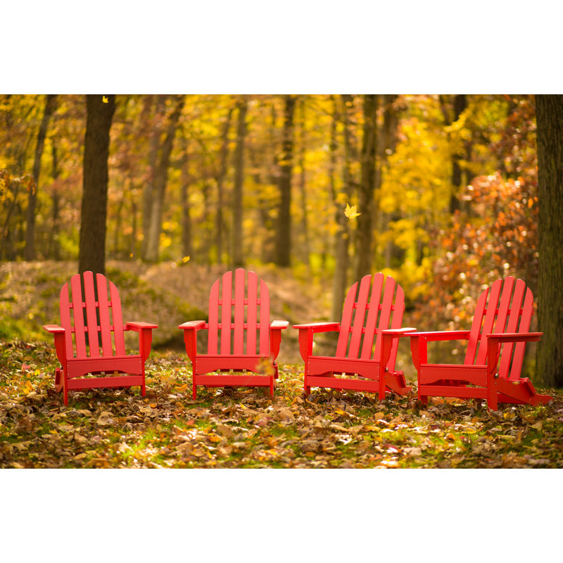 Leighton Foldable Outdoor Adirondack Set, Bright Red