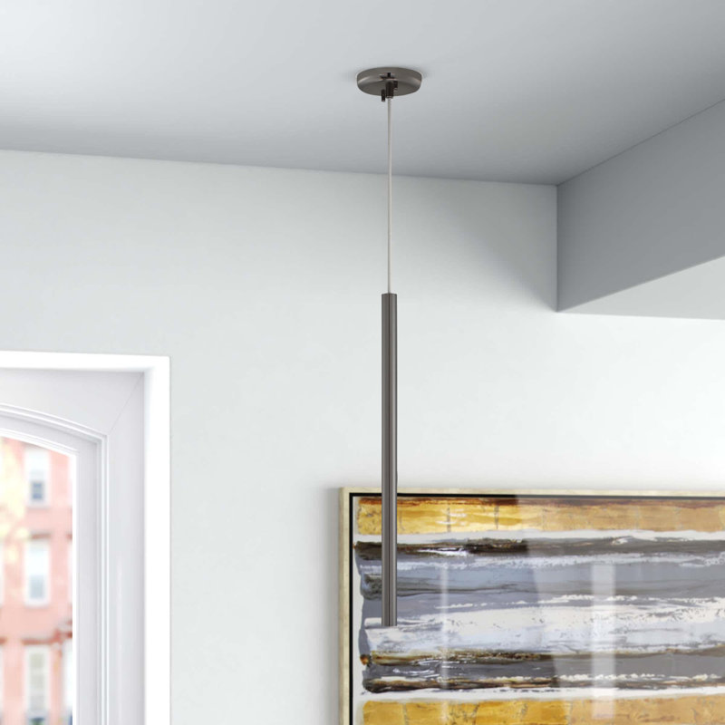 Bowning 1 - Light LED Single Pendant, Pearl Black, 24" H x 1.25" W x 1.25" D