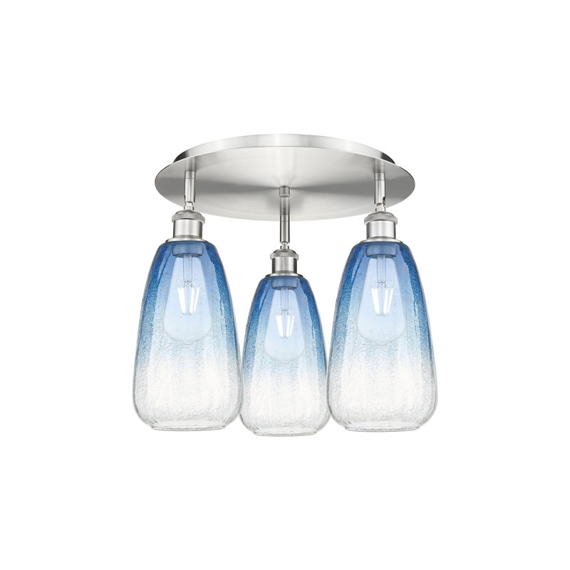 Plafonnier encastré 3 lumières Ballston - Alleva, Bleu saphir, Nickel satiné