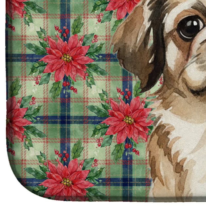 Tapis de séchage Sable Pekingese Christmas PoinsettIas