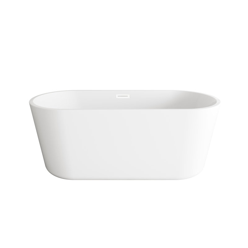 Jakeil 59'' x 27.5'' Soaking Acrylic Bathtub, Polished White