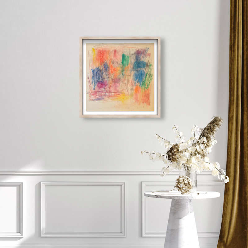Oliver Gal Colorful Etchings Abstract - Luxury Shadowbox Framed Wall Art, Cream, 26" H x 26" W
