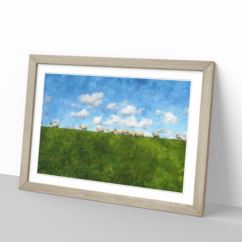 Flock of Sheep Vol.4 - Picture Frame Graphic Art, Oak Framed, 27cm H x 36cm W x 2cm D