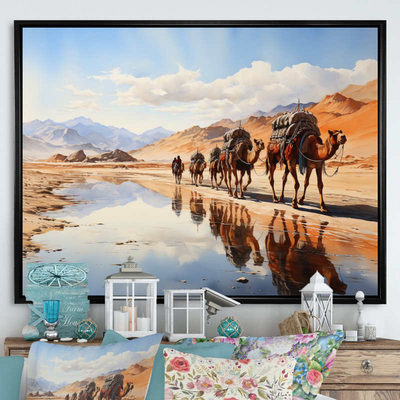 Asian Art Silk Road, reproduction d'art sur toile encadrée, H 24 po x l 32 po x P 1 po, Cadre flottant noir