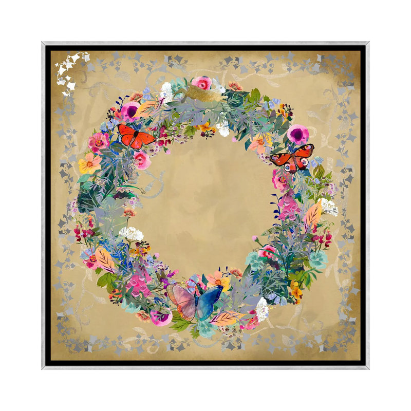 Cercle de fleurs - reproduction d'art murale - toile encadrée, H 18 po x l 18 po, Cadre flottant sans passe-partout
