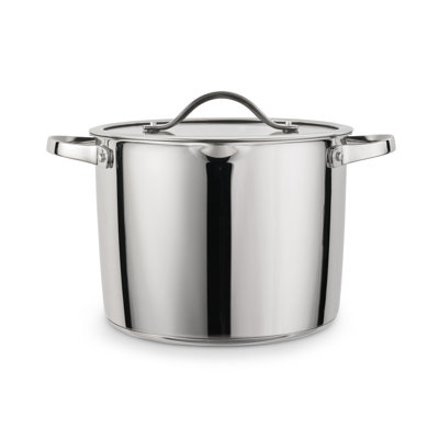 Tramontina Tempo Tri-ply Base Stainless Steel 8-quart Stock Pot With Glass Lid, Induction-ready Pasta Pot, Oven