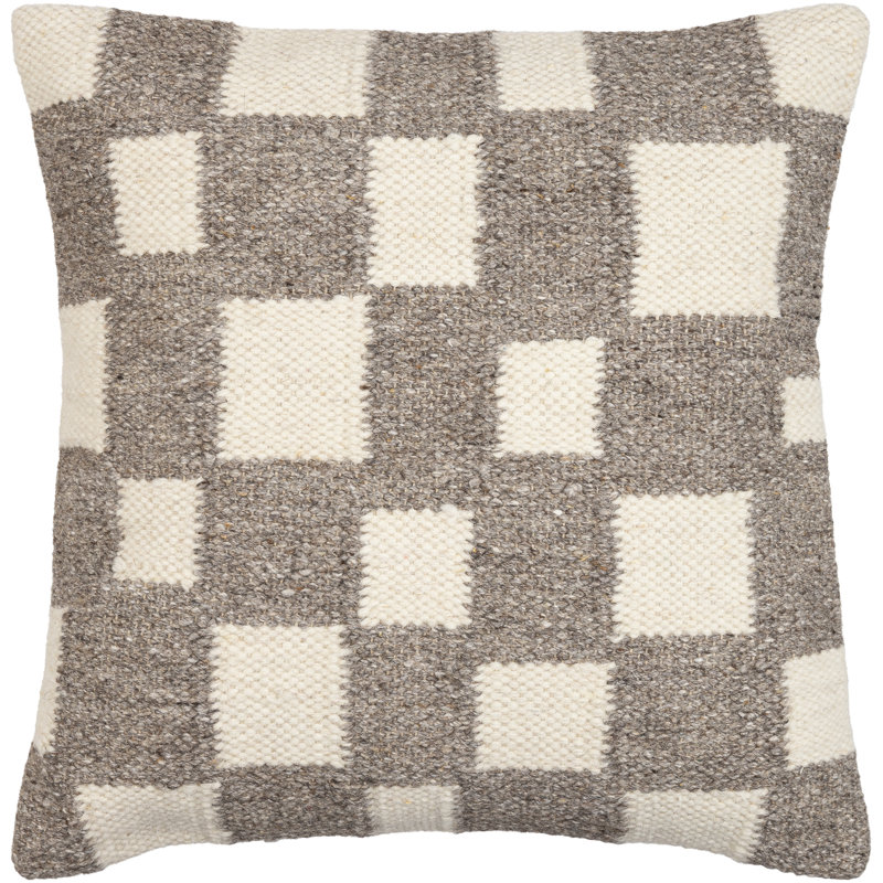 Leonida Geometric Cotton Blend Throw Pillow, 20"H x 20"W, Polyester/Polyfill, Brown/Off-White
