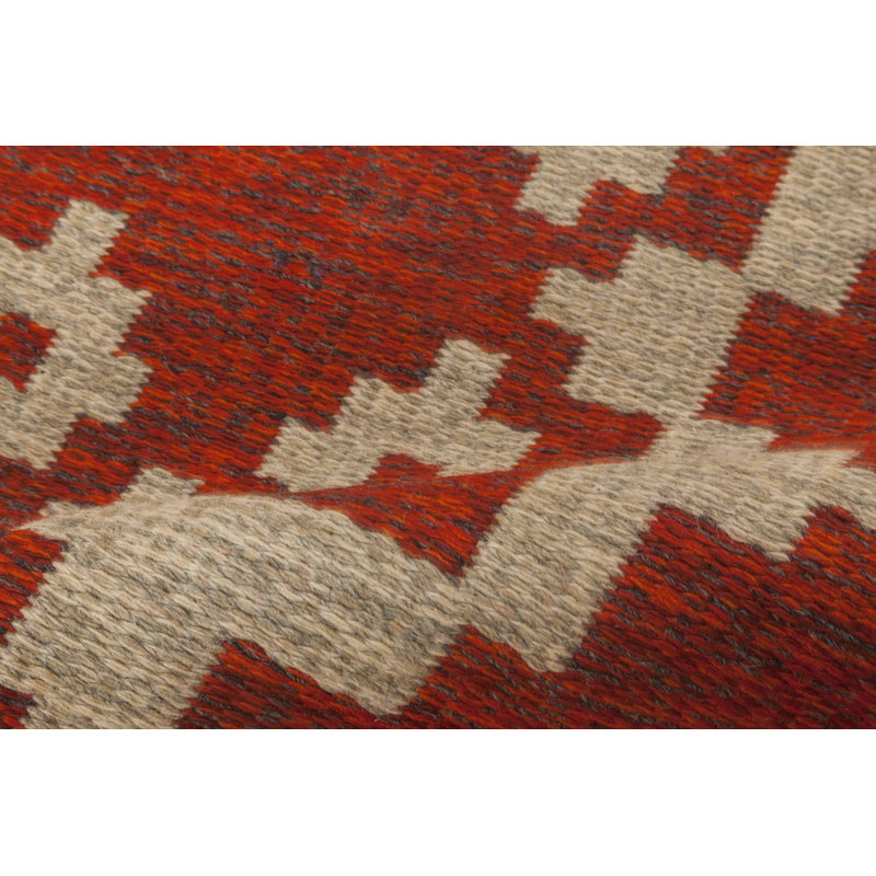 Tapis vintage suédois tissé à plat à double face rouge Mid-20Th Century 4 pi 2 po x 6 pi 3 po Vintage