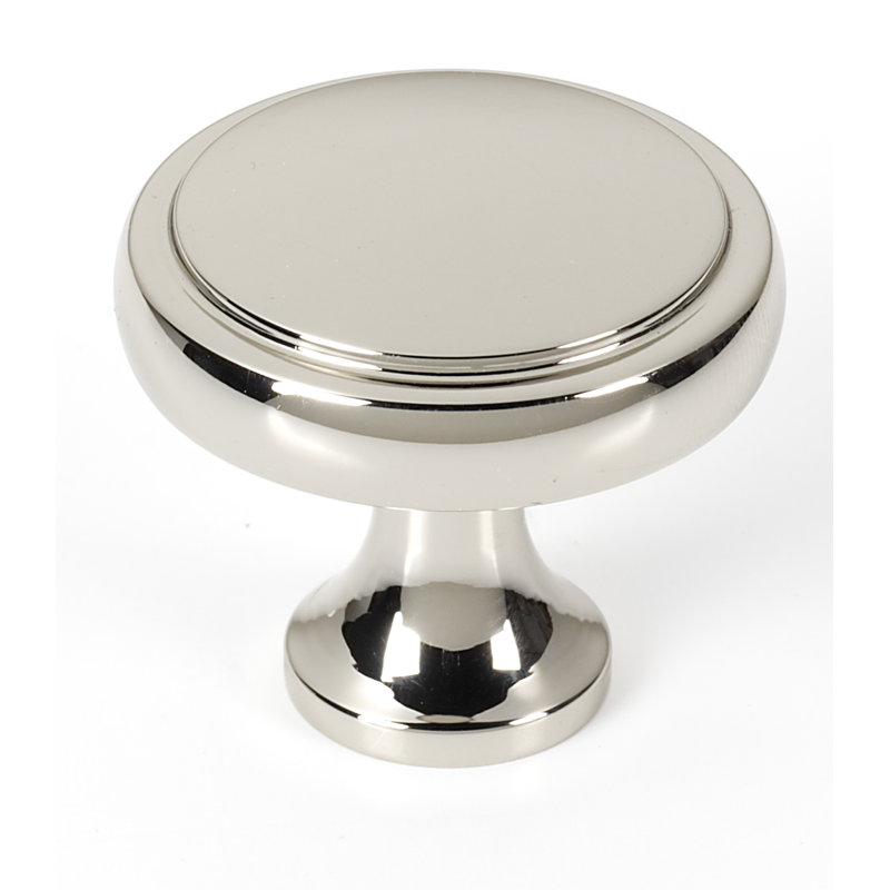 Poignée champignon 1 1/4 po de diamètre, Nickel poli, H 1,25 po x l 1,25 po x P 1,125 po