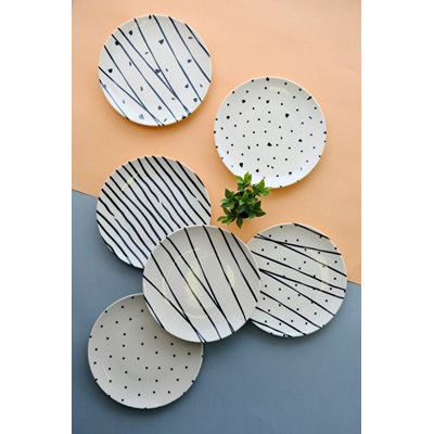 Elegant Dessert Plate Set (6 Pieces), 100% Porcelain, 7.9 x 7.9 x 0.8 inches | Dishwasher & Microwave Safe | Perfect for Serving Cakes, Pastries, and Desserts, Durable and Stylish for Any Occasion