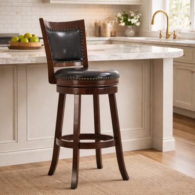 Coriyah Swivel Upholstered Counter Stool with Solid Wood Frame