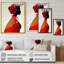 Silhouette rouge de Ludella avec des feuilles d'automne sur toile-1072288950-1072288944