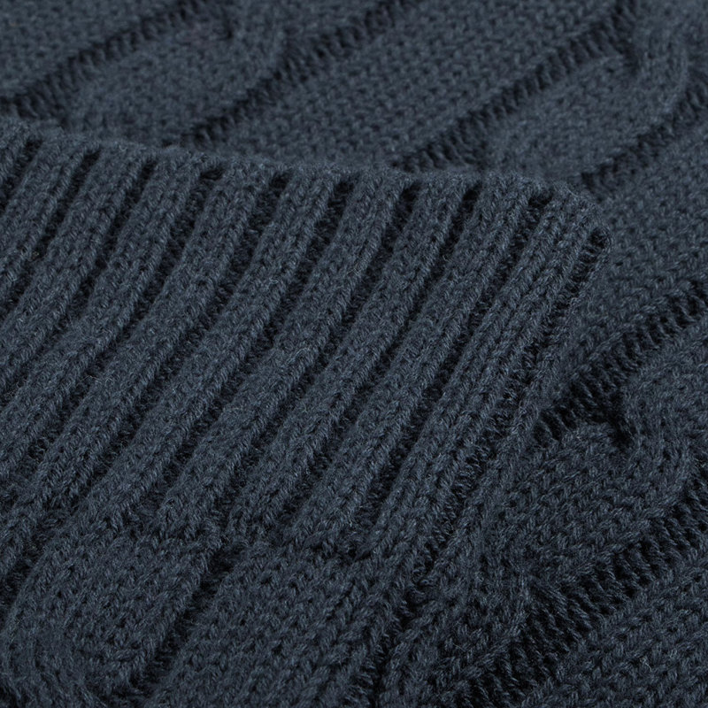 Jeté tricoté, jeté 100% pur coton, lavable à la machine, confortable - NTBAY, Marine, L 90 po x l 68 po