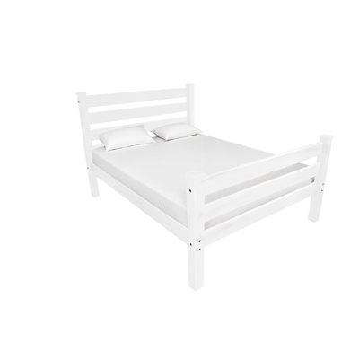 White Solid Wood Full Bed Frame