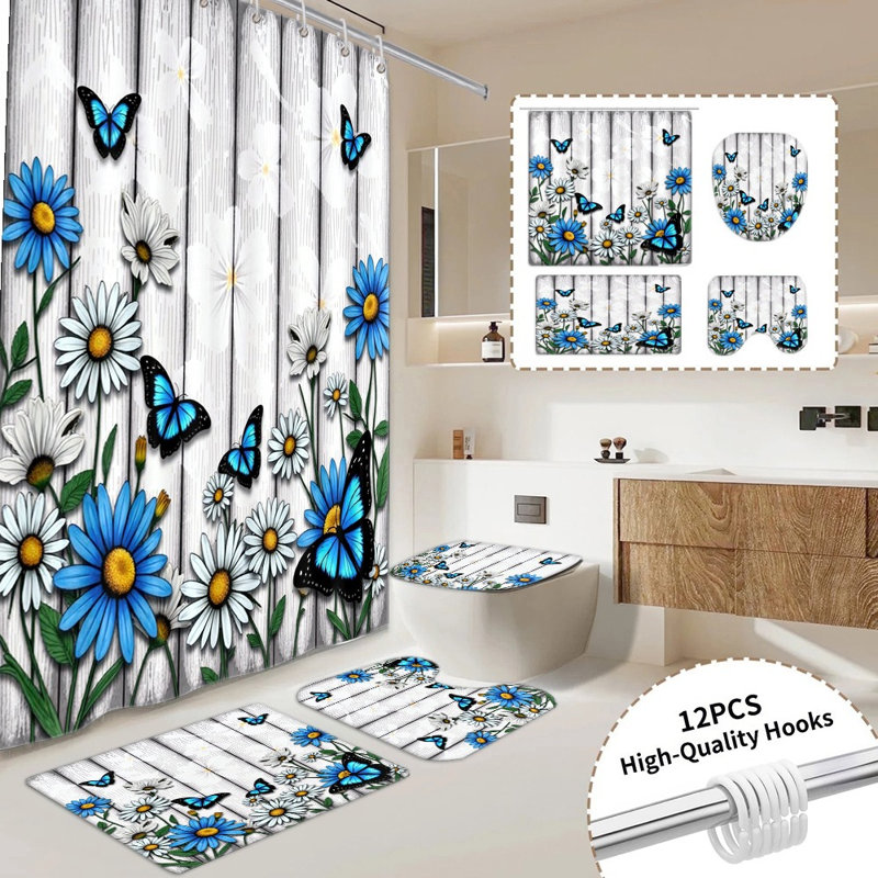 Rideau de douche 4 pièces Daisy