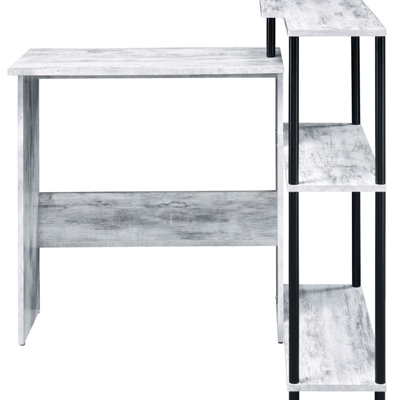 Bureau ergonomique avec tablette latérale et bibliothèque compacte pour bureau, Gris
