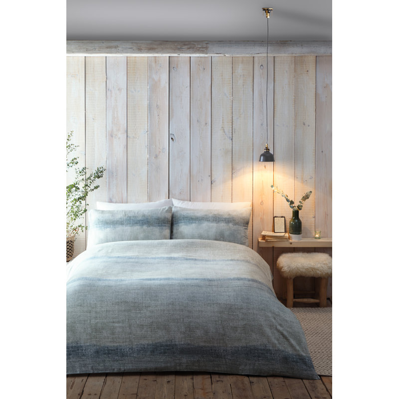 Anson Stripe Duvet Cover Set, Green, Single - 1 Standard Pillowcase